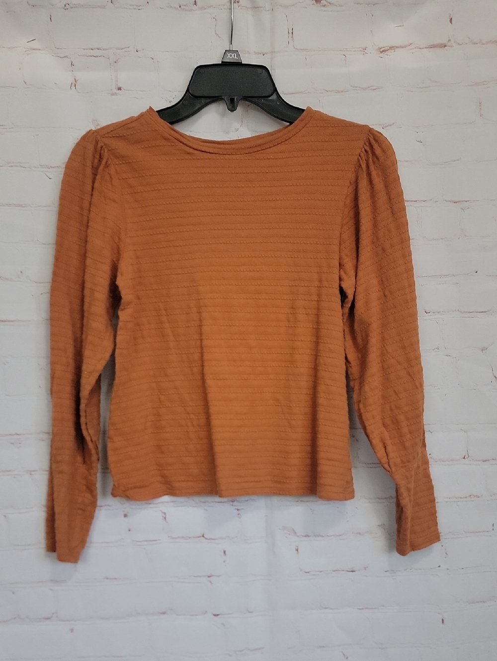 a.n.a Women's Textured Rust Orange Long-Sleeve Top